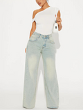 One Shoulder Ruched Top in White