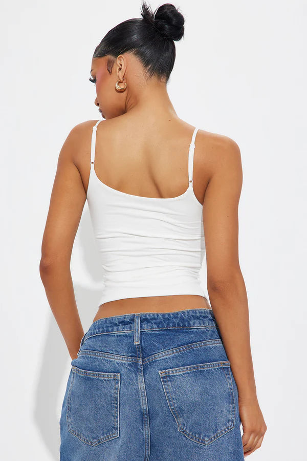Double Lined Jersey Cami with Adjustable Straps in Off White