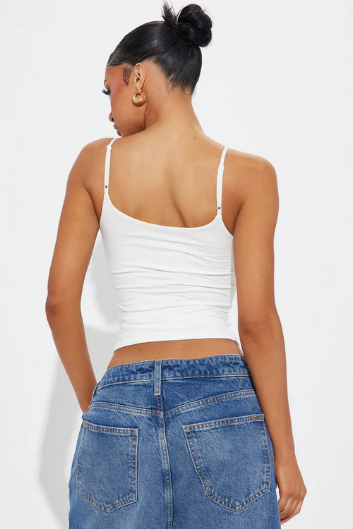 Double Lined Jersey Cami with Adjustable Straps in Off White